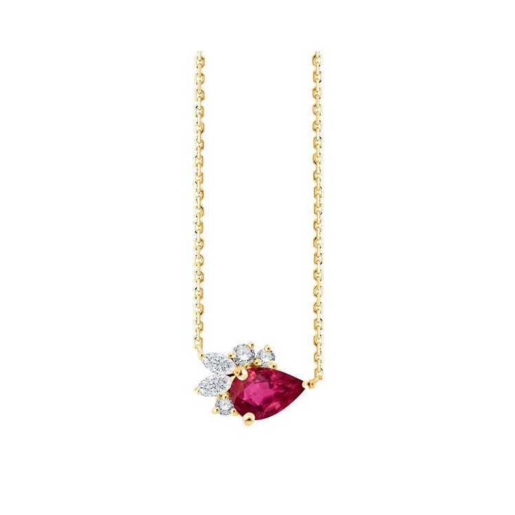 Collier 1 Rubis 0.60 Ct 5 Dts 0.09 Cts