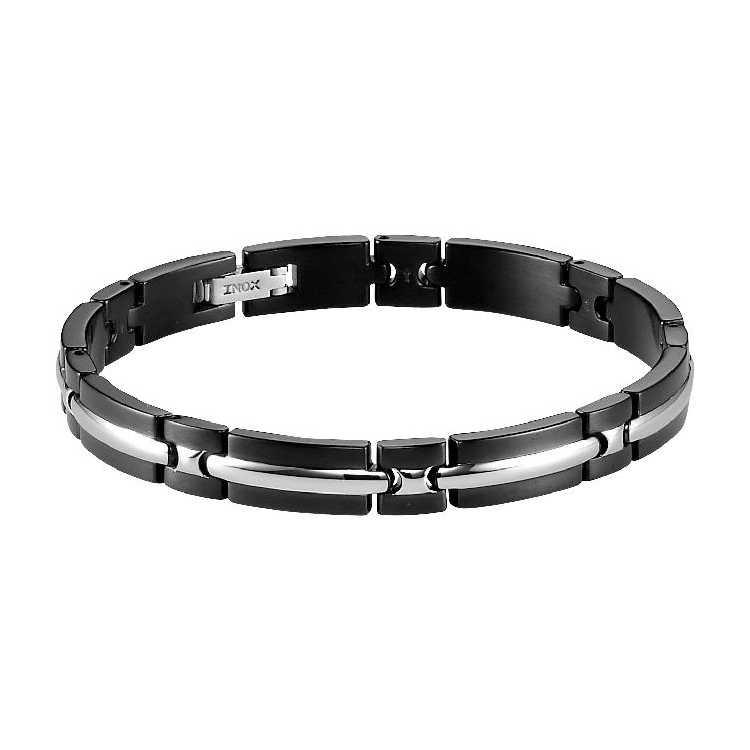 Bracelet Acier Trinidad 8Mm Bicolore Pvd Noir  21Cm