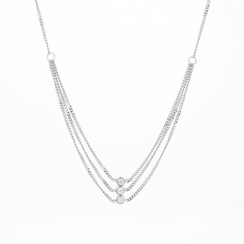 Collier-Necklace - Acier Blanc - Steel White 36+2+5Cm