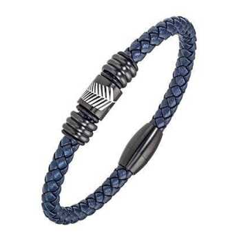 Bijoux Bracelet All Blacks Cuir Et Acier