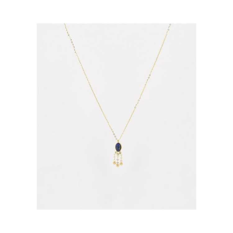 CollierSevilleAcier DoreLapis Lazuli38+5Cm