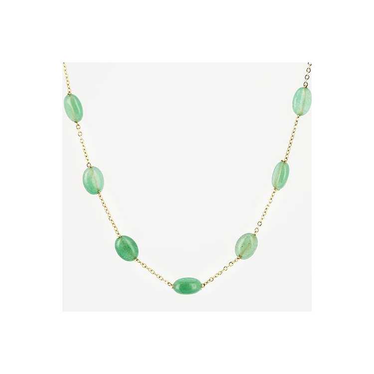 Collier-Necklace - Dore Vert Clair - Gold Lignt Green - Aven