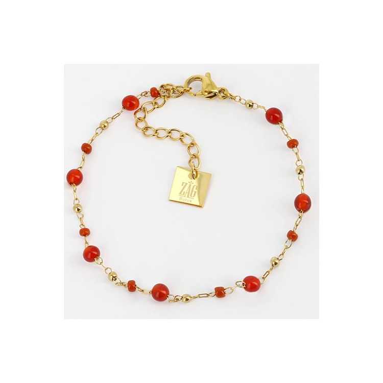 Bracelet - Dore Rouge - Gold Red - Cornaline