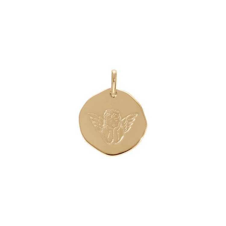 Pendentif Plaqu Or Galet 18Mm Avec Ange