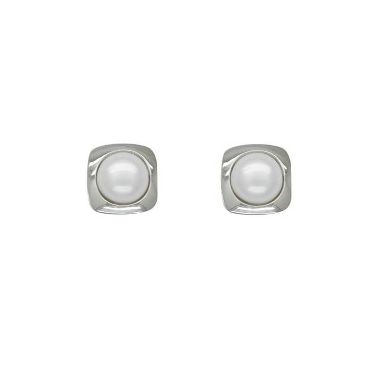 Boucles D'Oreilles Carre Avec Perle 6Mm