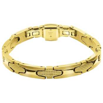 Bracelet Acier Gatsby 8Mm Pvd Jaune Motif Pointe Diamant Sur