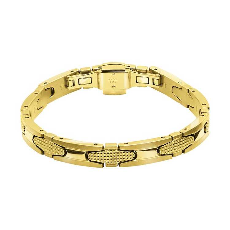 Bracelet Acier Gatsby 8Mm Pvd Jaune Motif Pointe Diamant Sur