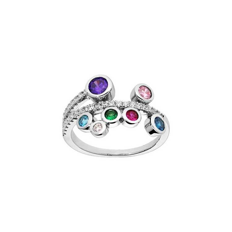 Bague Argent Rhodie Multicouleur Taillle 52 52.54.56.58.60