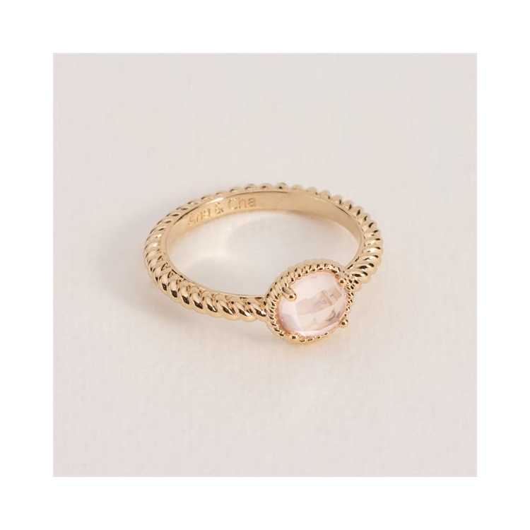 Bague Lise Pl-Or 750 5Mic Quartz Rose