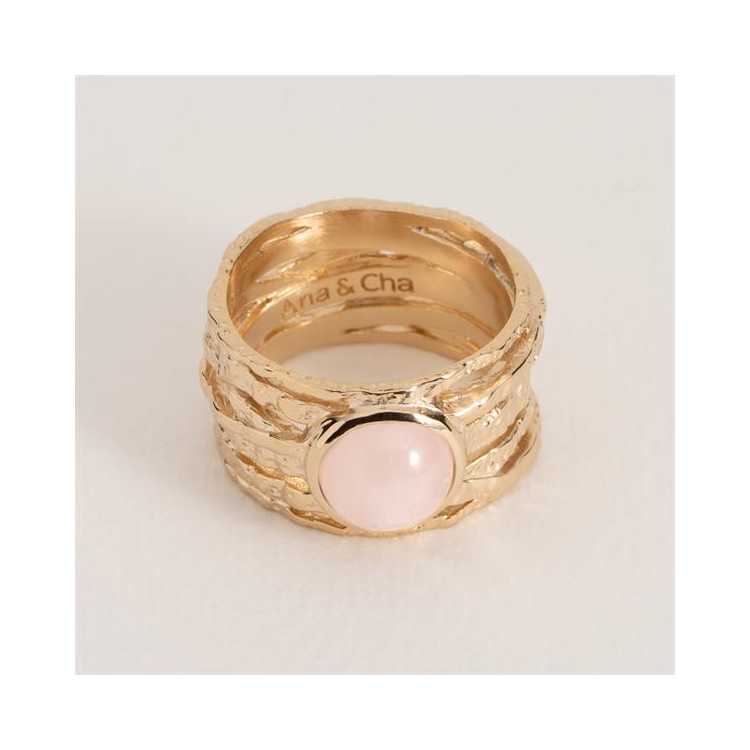 Bague Rosa Pl-Or 750 5Mic Quartz Rose