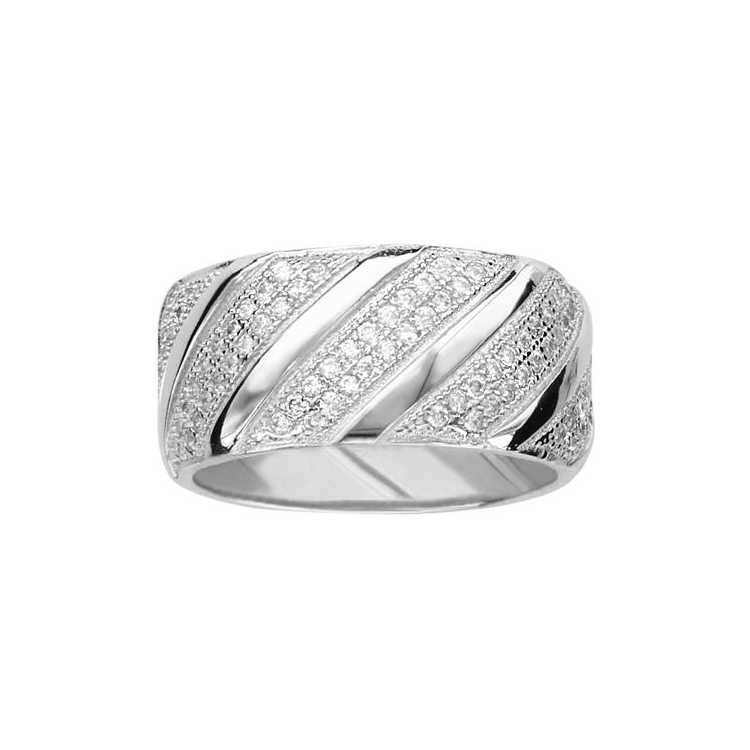 Bague Argent Rhodie Oxydes Sertis Blancs