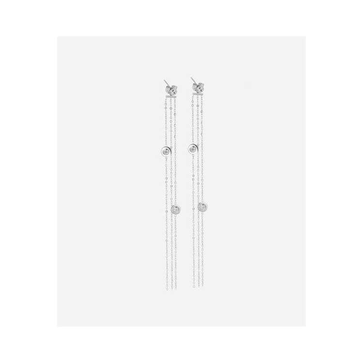 Boucles D Oreilles-Earring - Acier Blanc - Steel White - Zir