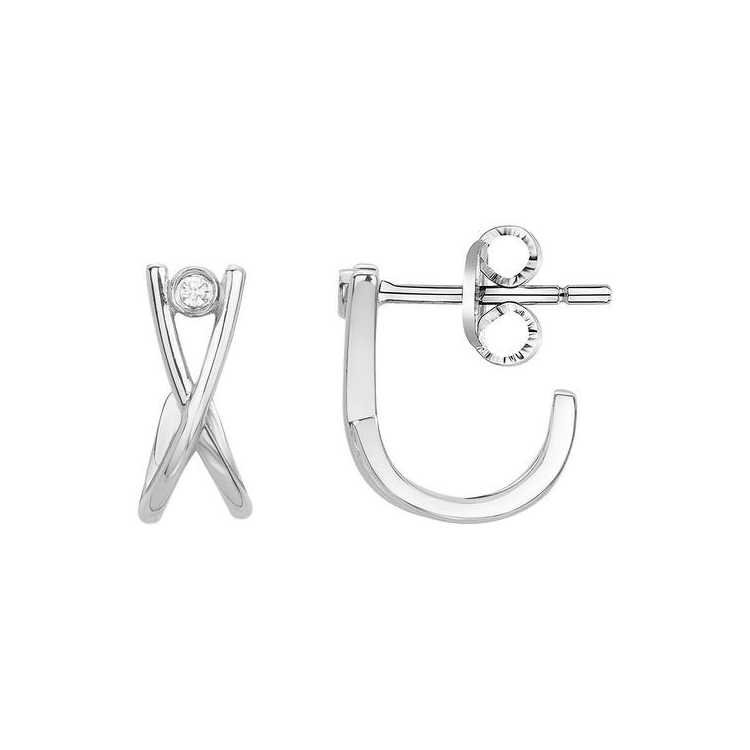 Boucles D Oreilles Argent T 925, 2 Dia 0,03Cts