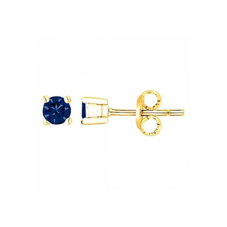 Boucles D Oreilles. Pl Or. 2Spinelle Synth. Bleu Fonce-3M14K