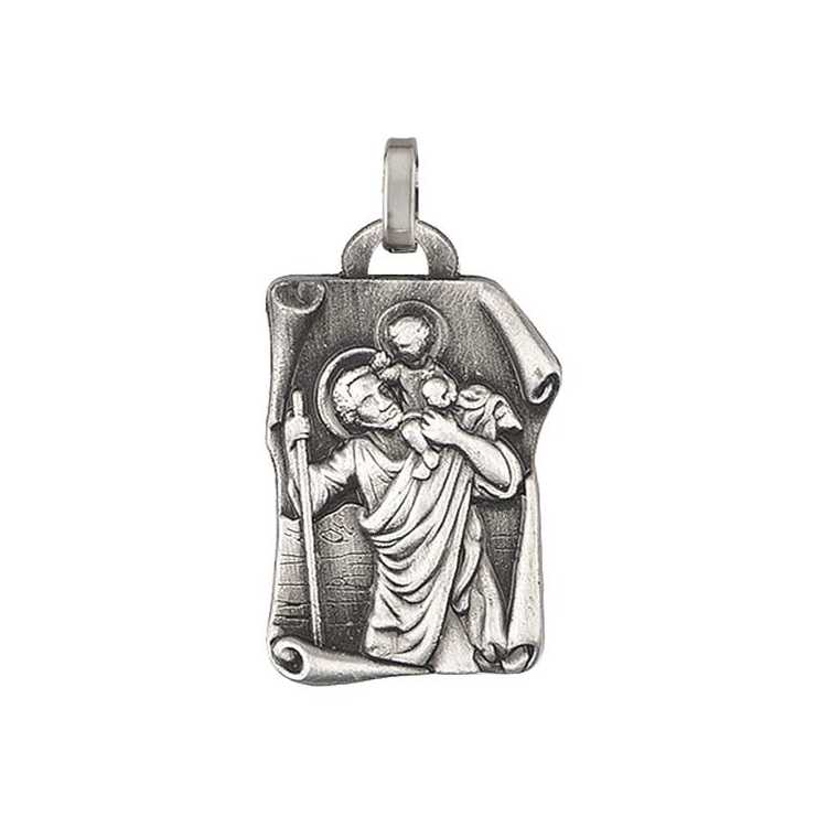 Pendentif Acier Parchemin Saint Christophe